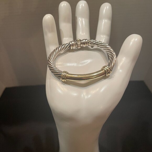 LADIES DAVID YURMAN 14KT GOLD, STERLING SILVER METRO BRACELET 56.2 GRAMS - Picture 4 of 6